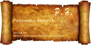 Petreasz Henrik névjegykártya